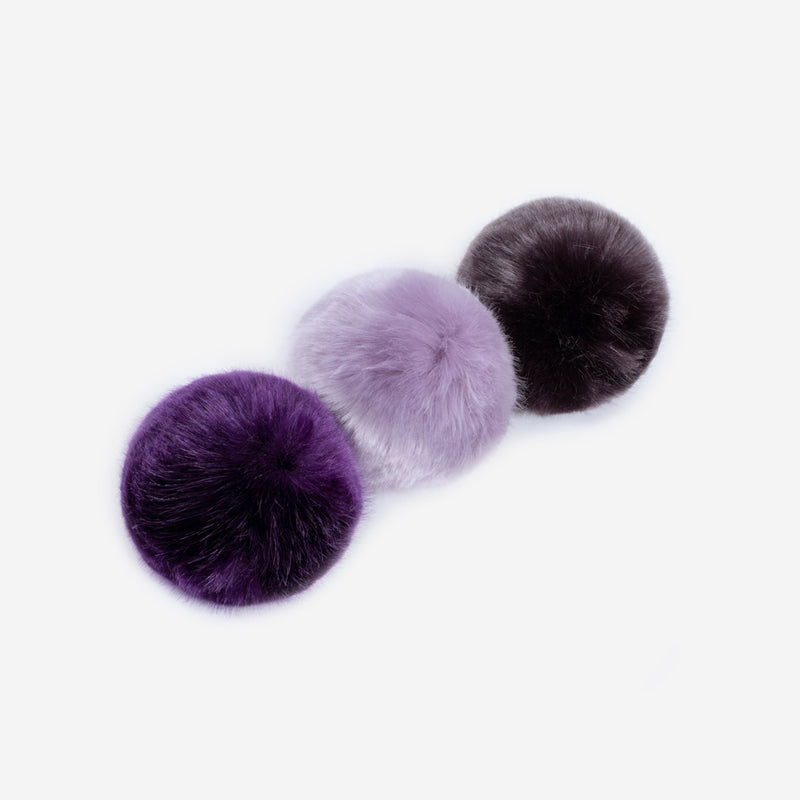 Deep Purple, Lavender, and Dark Charcoal Pom Pack