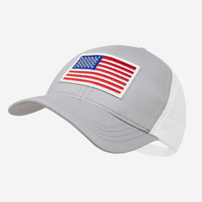 Light Gray American Flag Mesh Cap