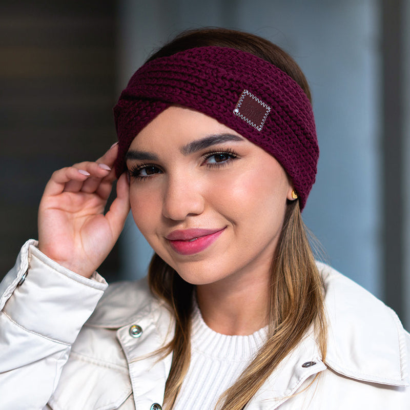 Love Your Melon Adult Gryffindor Burgundy and Gold Checke Scrunch Headband in Red | Plastic/Polyester/Spandex