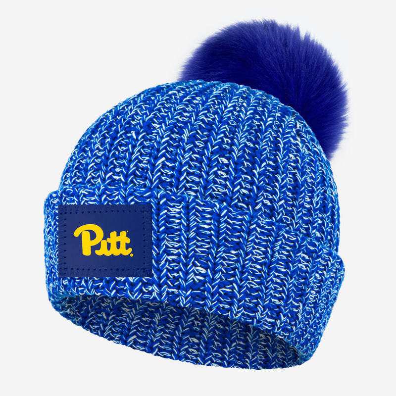 Pittsburgh Panthers Royal Blue and White Speckled Pom Beanie