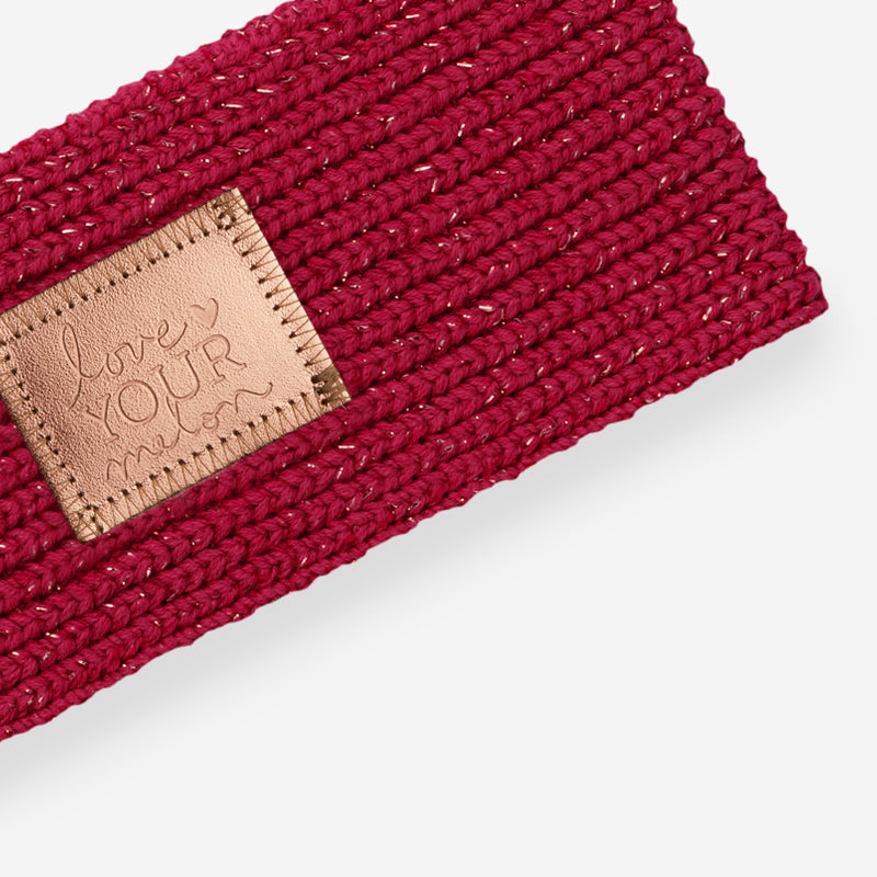 Crimson Rose Gold Metallic Yarn Headband