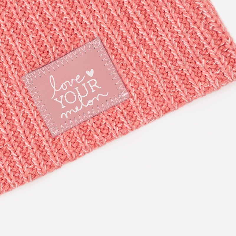 Pink Salmon and White Speckled Beanie