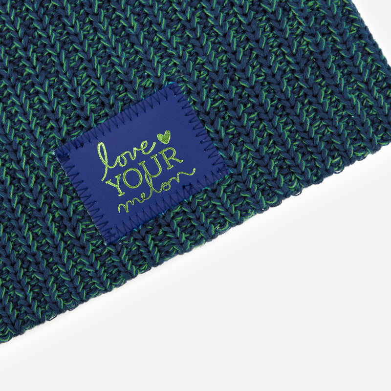 Navy, Bright Blue and Lime Speckled Beanie