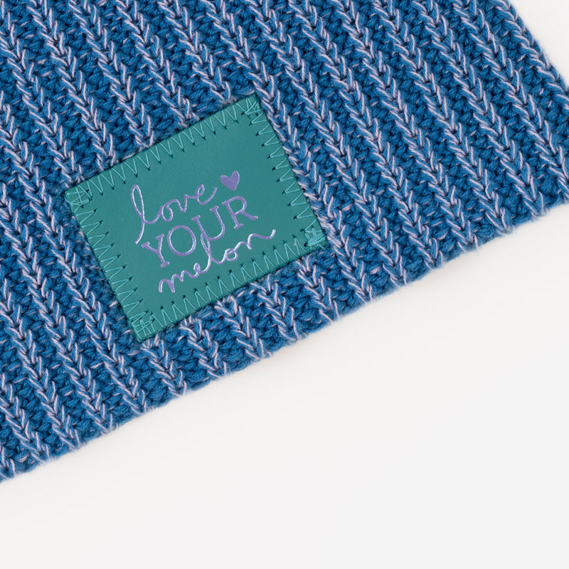 Dark Teal and Lavender Speckled Beanie