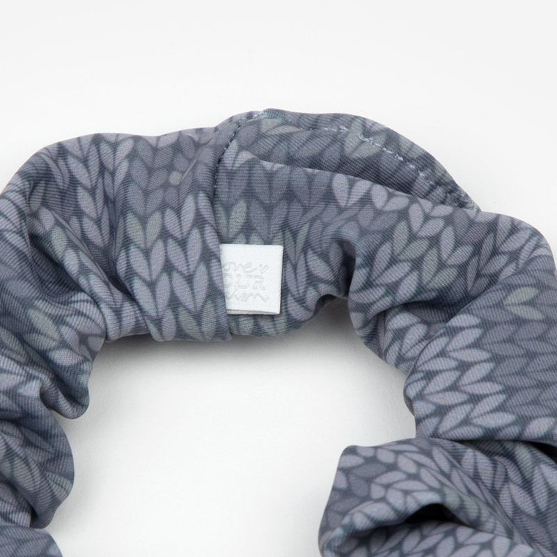 Gray Knit Camo Scrunchie