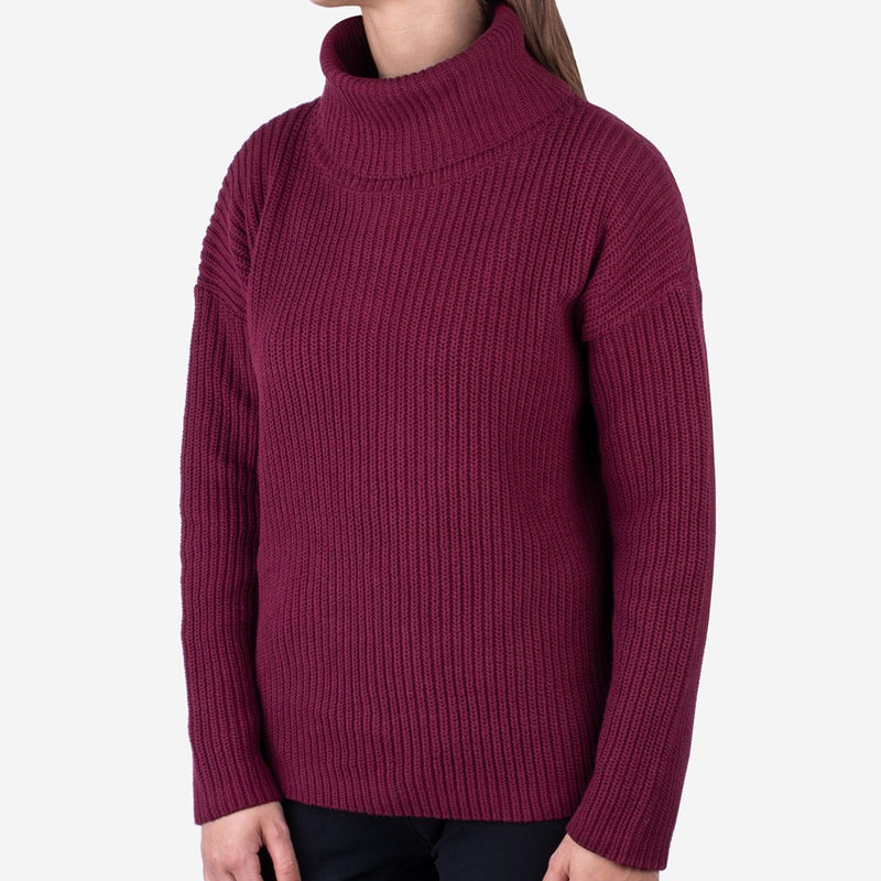 Burgundy Knit High Cowl Sweater