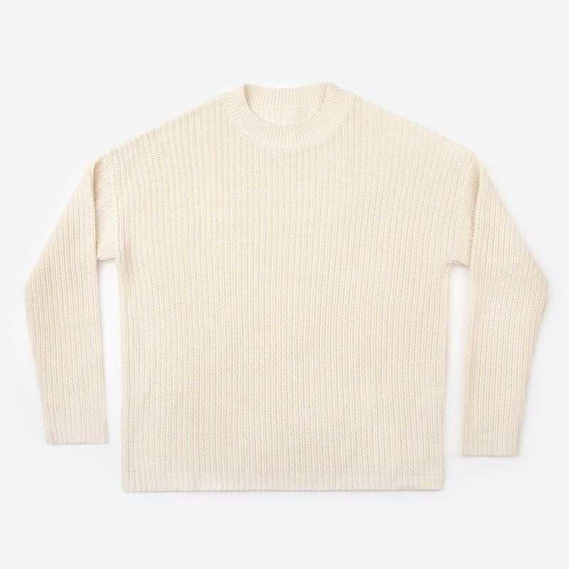 White Speckled Knit Crewneck Sweater