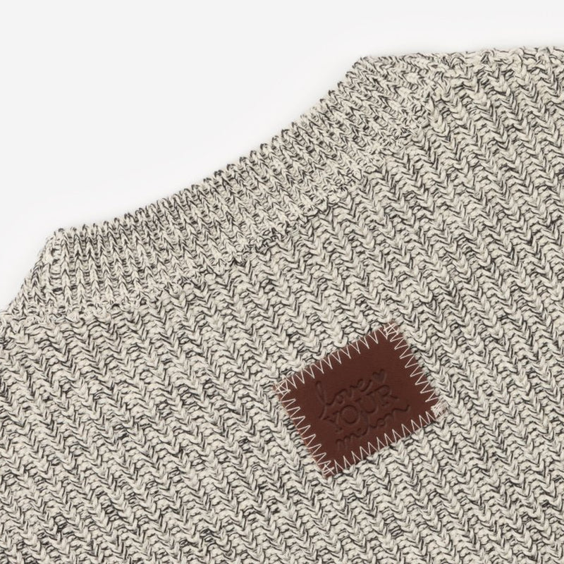 Black Speckled Knit Crewneck Sweater