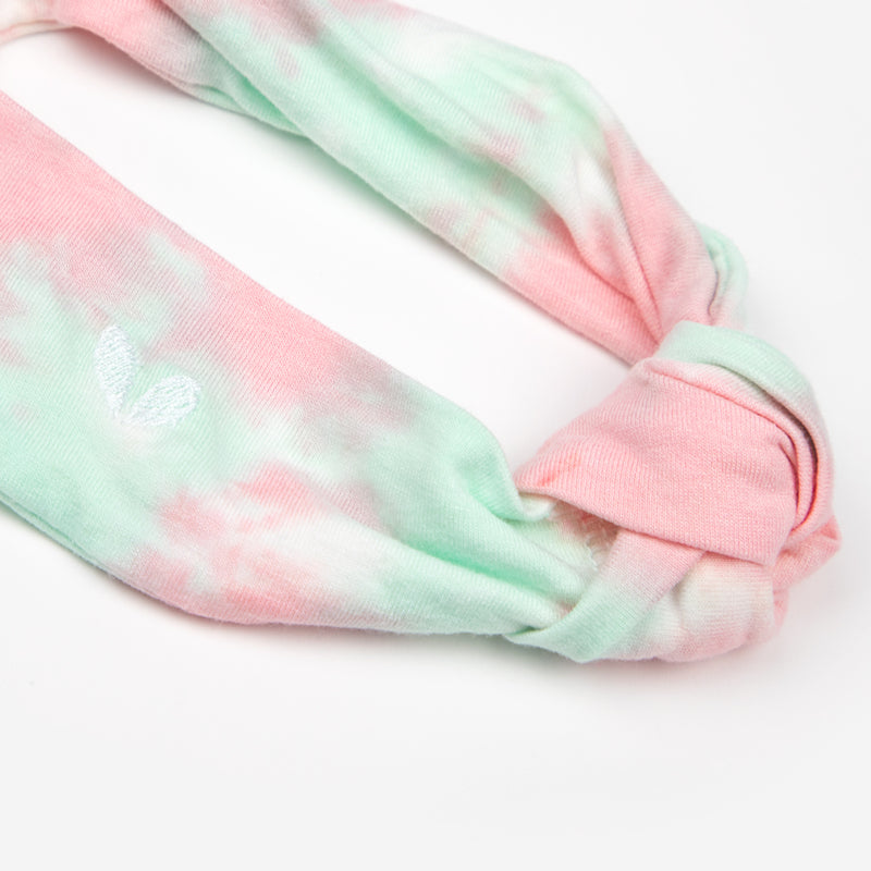 Aqua and Pink Tie Dye Knot Headband