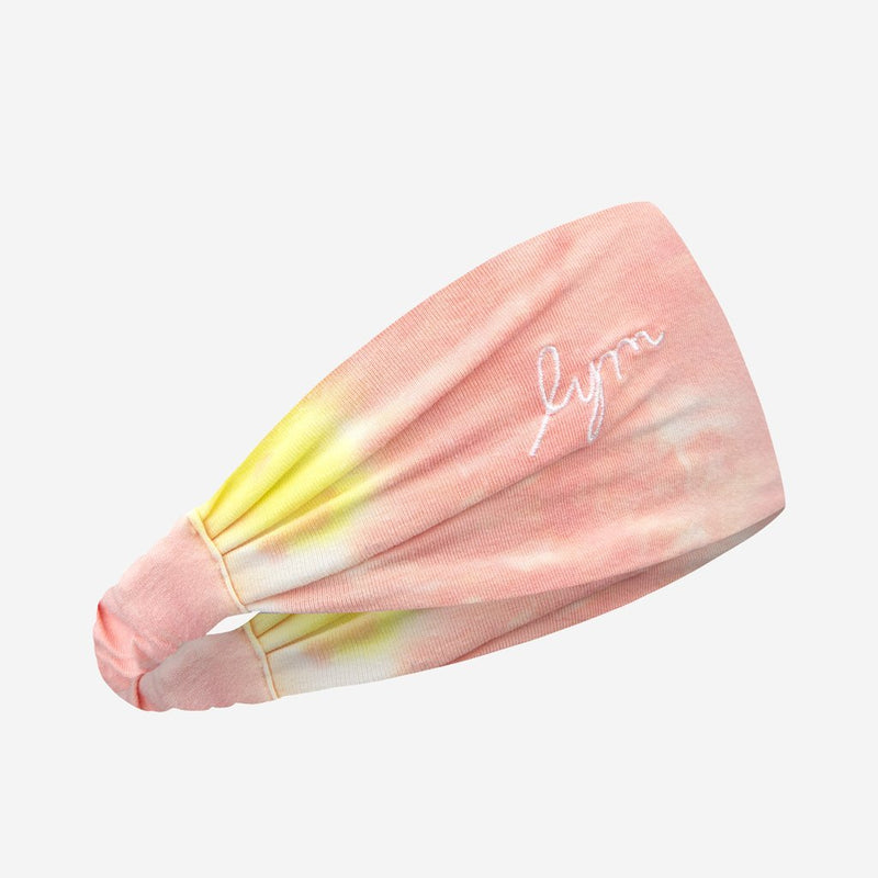 Coral and Yellow Tie Dye Scrunch Headband