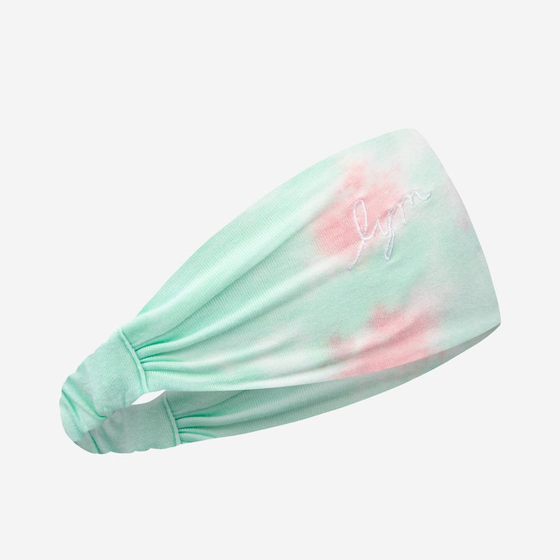 Aqua and Pink Tie Dye Scrunch Headband