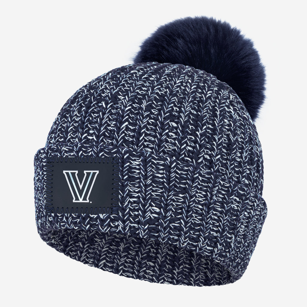 Love Your Melon Adult Villanova Wildcats Navy and White Speckled Pom Beanie in Blue | Cotton/Lycra/Spandex
