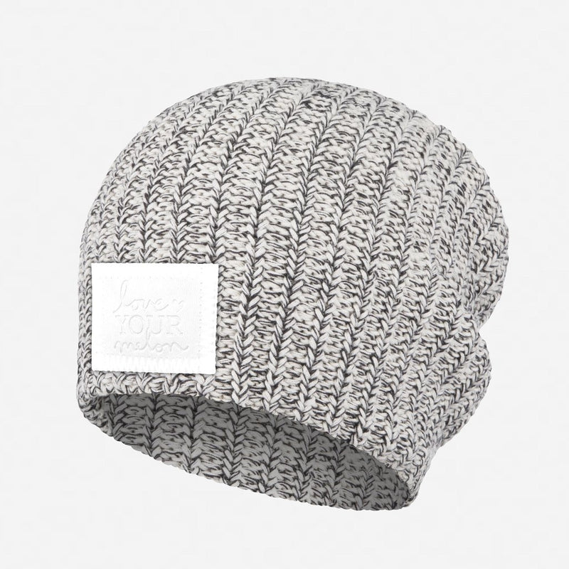 Black Speckled Beanie (White Leather Patch)-Beanie-Love Your Melon