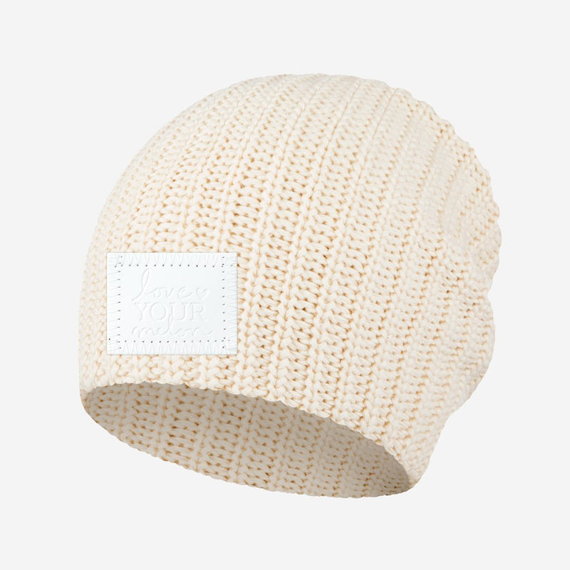 Natural Beanie (White Leather Patch)