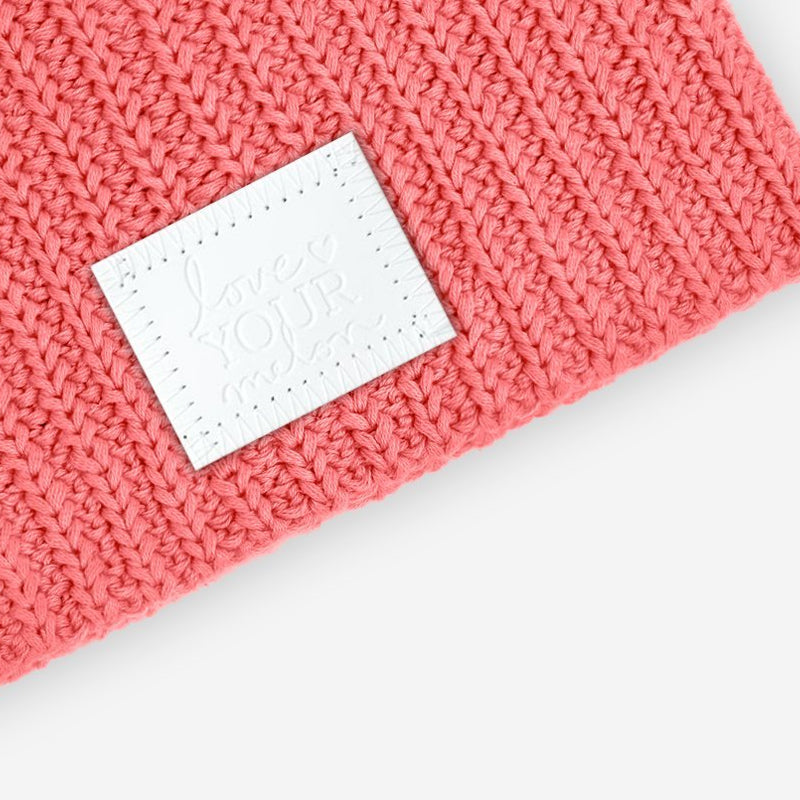 Pink Salmon Beanie (White Leather Patch)