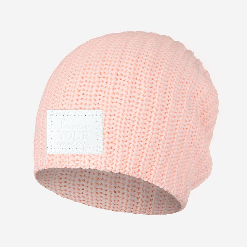 Blush Beanie (White Leather Patch)