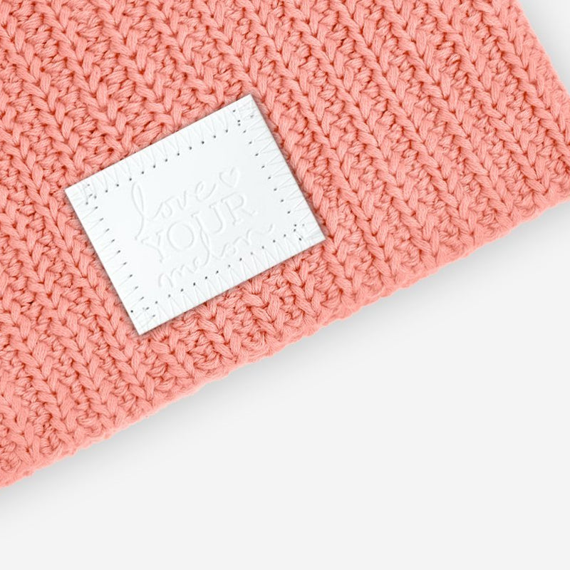 Candlelight Peach Beanie (White Leather Patch)