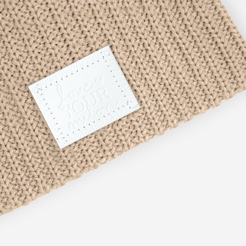 Tan Beanie (White Leather Patch)