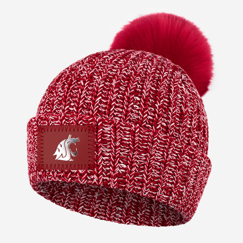 Washington State Cougars Crimson and White Speckled Pom Beanie