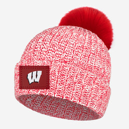 Wisconsin Badgers Red Speckled Pom Beanie
