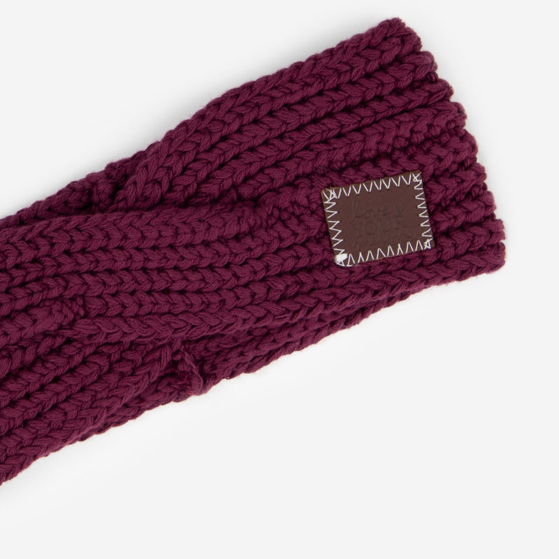 Kids Burgundy Criss-Cross Knit Headband
