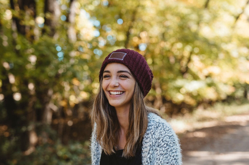 Love Your Melon Adult Beanie in Burgundy | Cotton