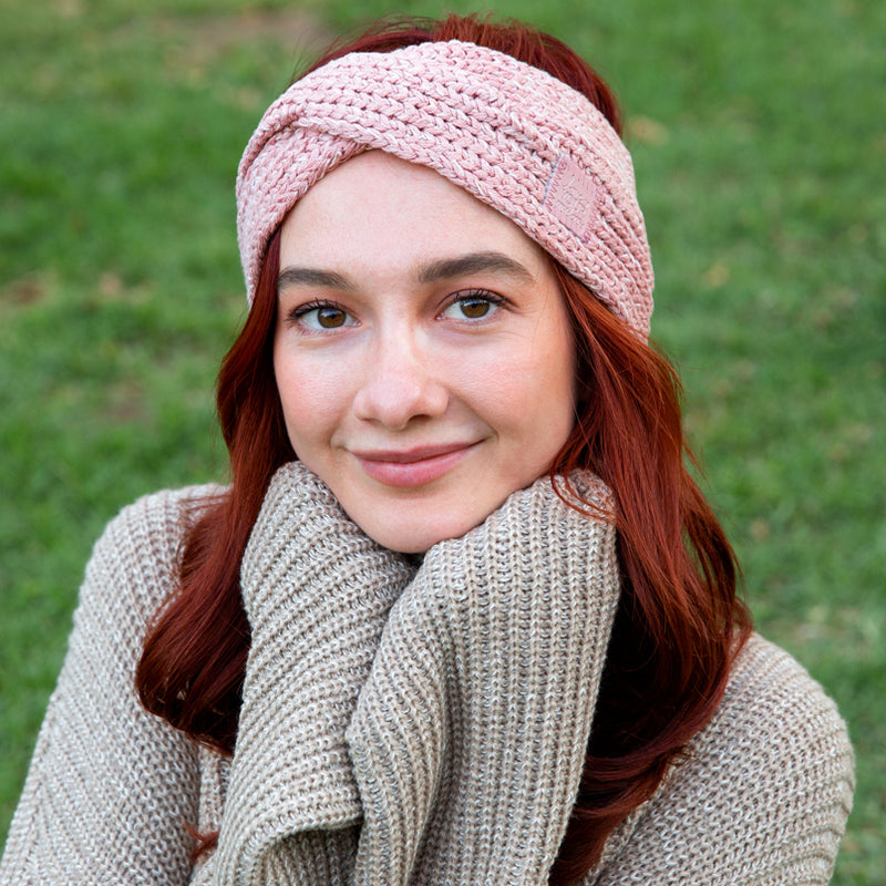 Misty Rose and Natural Speckled Criss-Cross Headband