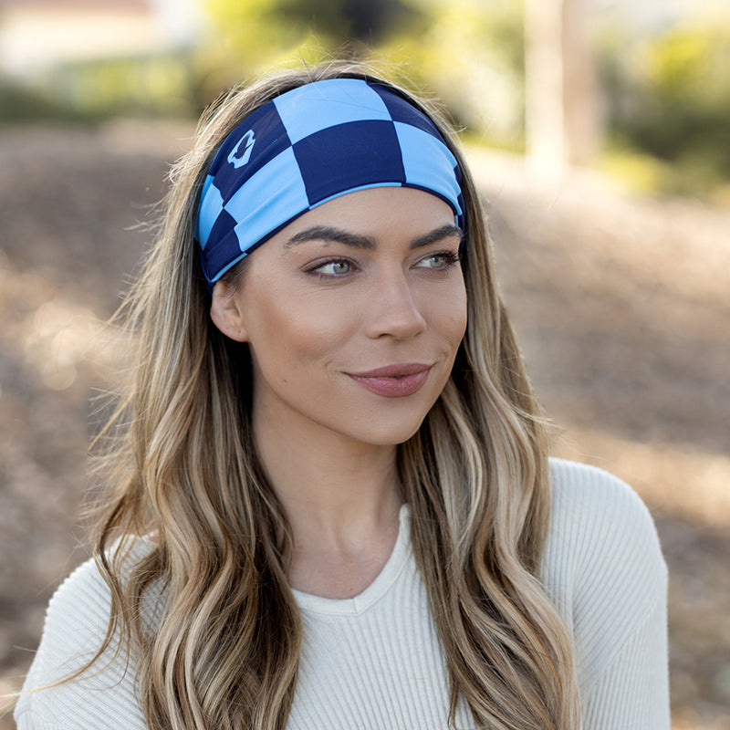Ravenclaw™ Navy and Light Blue Checkered Scrunch Headband
