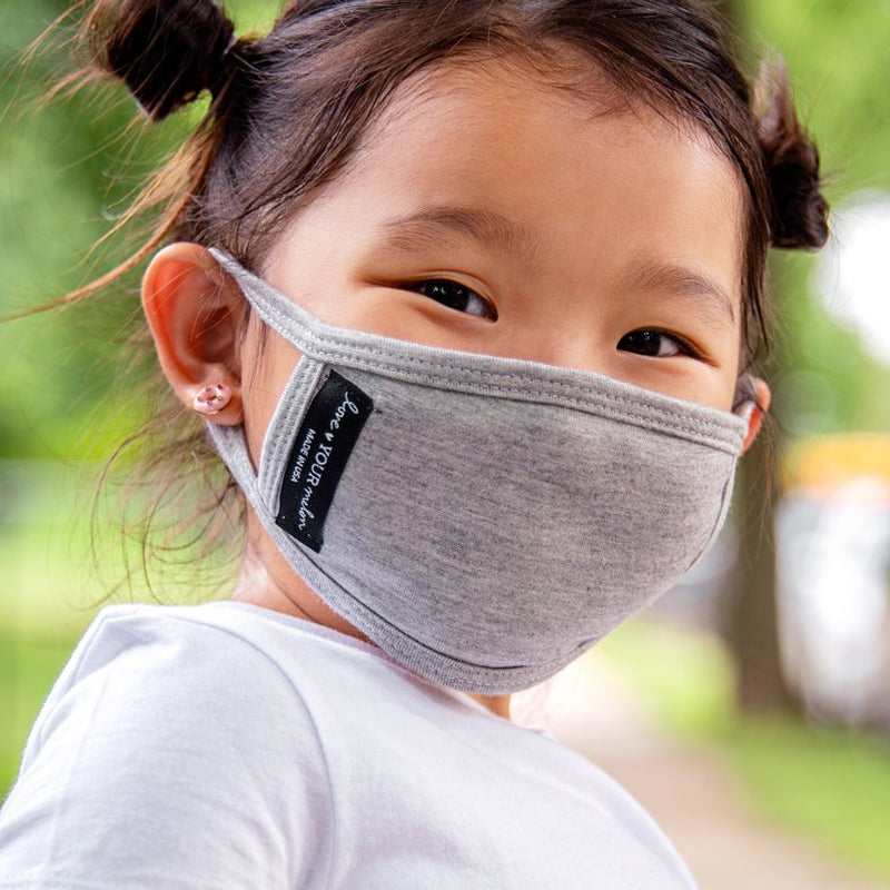 Kids Reusable Gray 3 Layer Jersey Cotton Face Mask